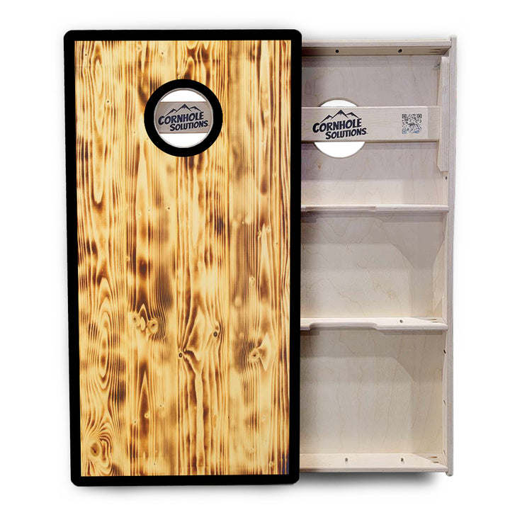 Burnt Wood Black Border Cornhole Boards - Professional Tournament Series