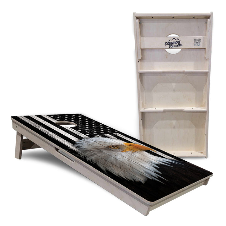Black & White Eagle Flag Cornhole Boards - Professional Tournament Series