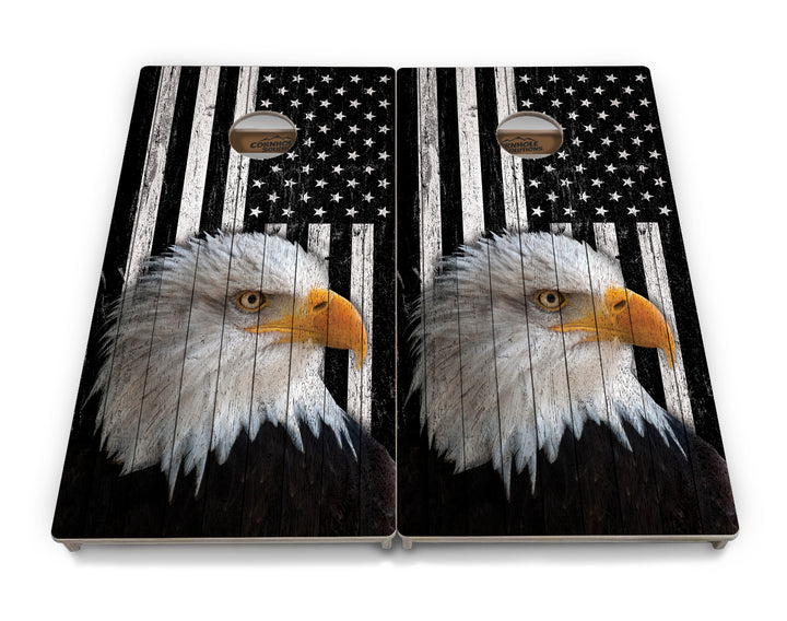 Black & White Eagle Flag Cornhole Boards - Professional Tournament Series