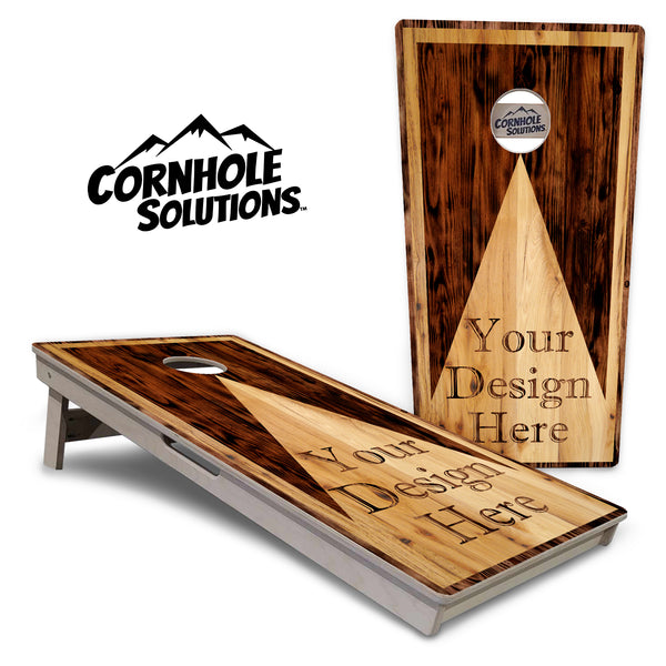 Tournament Boards - Custom Wooden Triangle Background - Professional Tournament 2'x4' Regulation Cornhole Set - 3/4″ Baltic Birch + UV Direct Print + UV Clear Coat