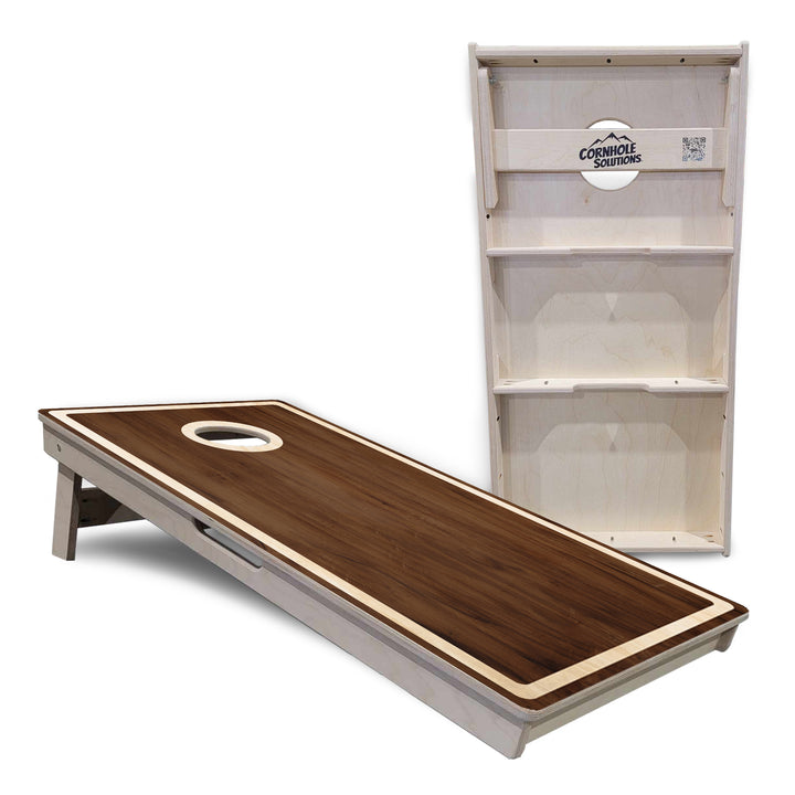 Dark Wood Natural Border Cornhole Boards - Professional Tournament Series