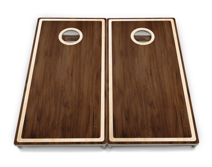 Dark Wood Natural Border Cornhole Boards - Professional Tournament Series