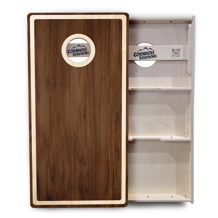 Dark Wood Natural Border Cornhole Boards - Professional Tournament Series