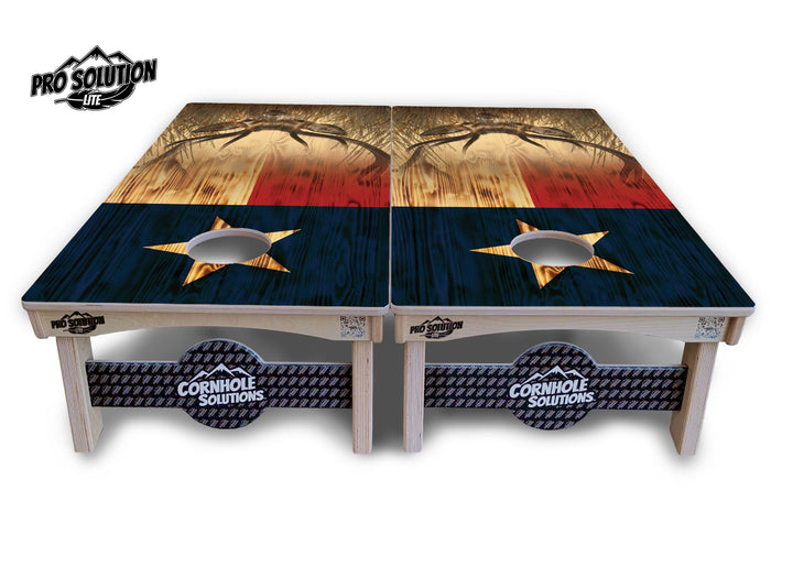 Texas Flag Deer & Fish Cornhole Boards - Pro Solution Lite Series