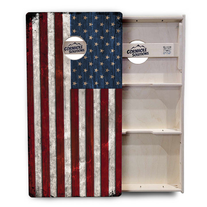 Rustic USA Flag Cornhole Boards - Professional Tournament Series