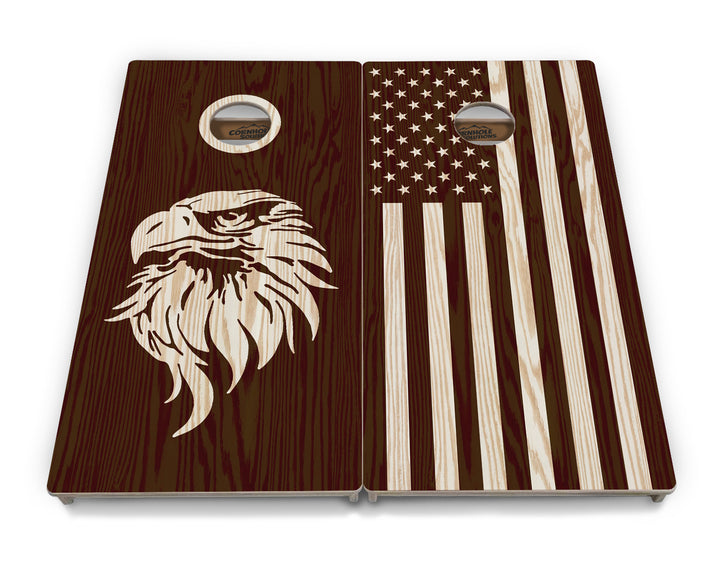 Stained Flag & Eagle Cornhole Boards - Professional Tournament Series