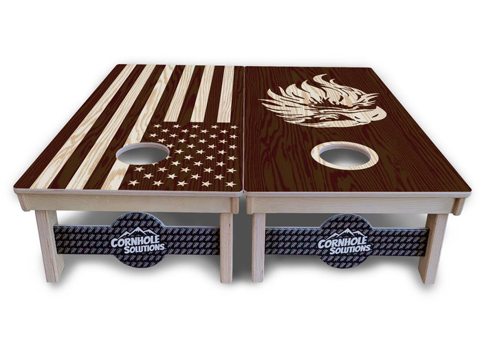 Stained Flag & Eagle Cornhole Boards - Professional Tournament Series