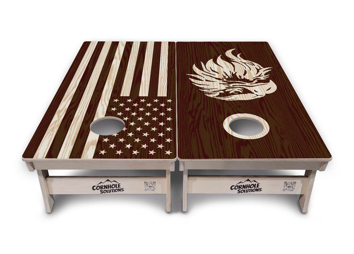 Stained Flag & Eagle Cornhole Boards - Professional Tournament Series