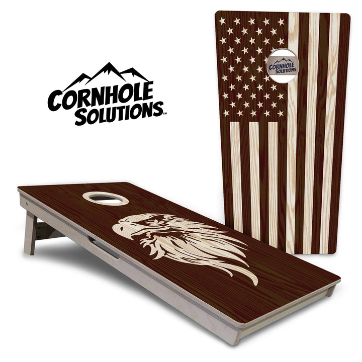 Stained Flag & Eagle Cornhole Boards - Professional Tournament Series