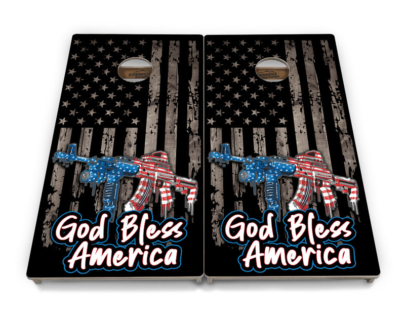 Tournament Boards - God Bless America Flag - Professional Tournament 2'x4' Regulation Cornhole Set - 3/4″ Baltic Birch + UV Direct Print + UV Clear Coat