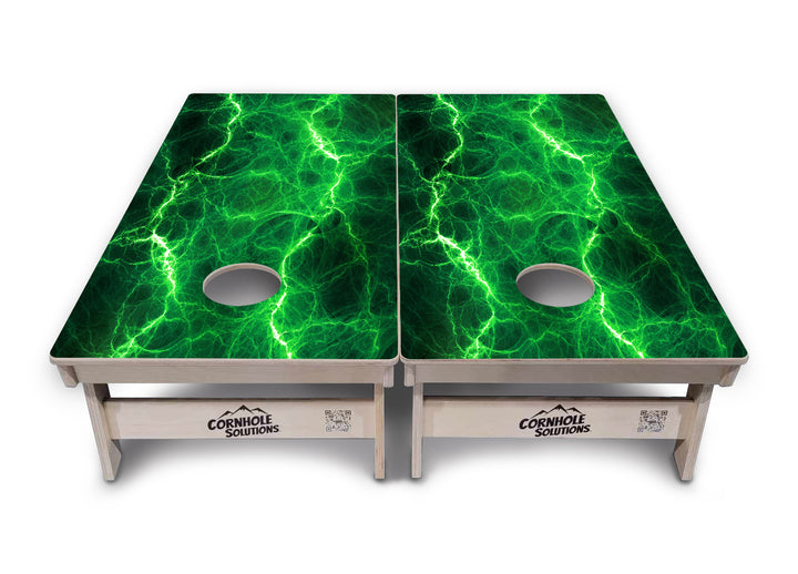 Blue & Green Lightning Cornhole Boards - Professional Tournament Series