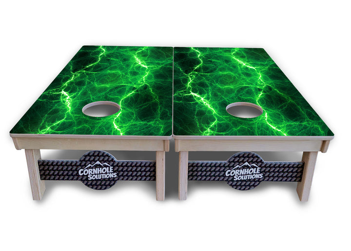 Blue & Green Lightning Cornhole Boards - Professional Tournament Series
