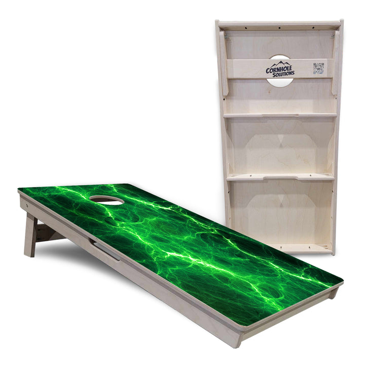 Blue & Green Lightning Cornhole Boards - Professional Tournament Series