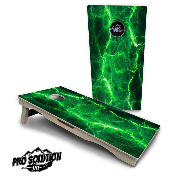 Blue & Green Lightning Cornhole Boards - Pro Solution Lite Series