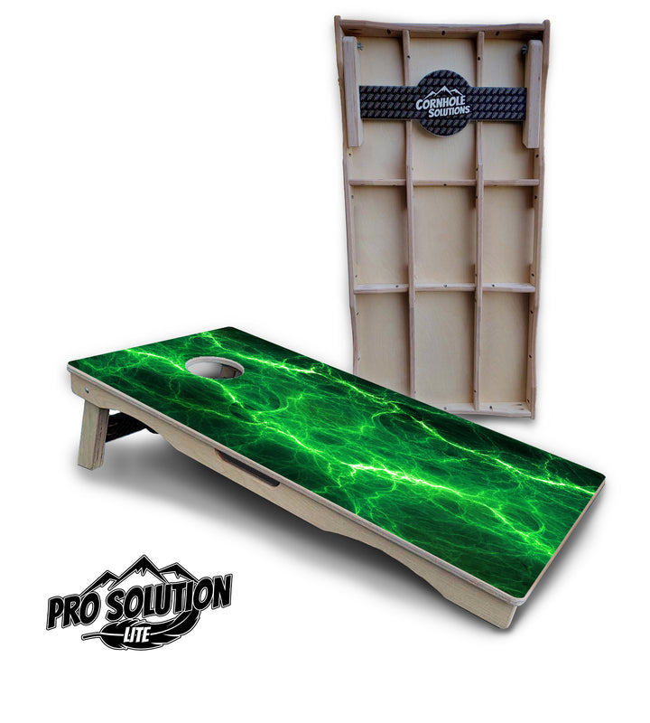 Blue & Green Lightning Cornhole Boards - Pro Solution Lite Series