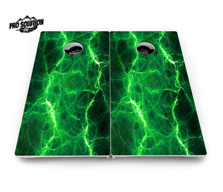 Blue & Green Lightning Cornhole Boards - Pro Solution Lite Series