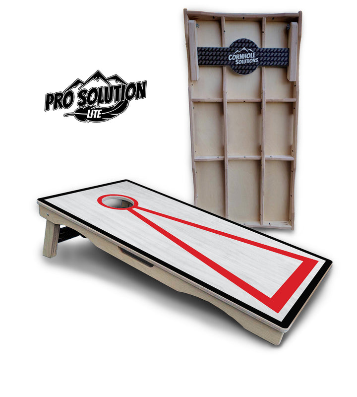 Red/Black Hole Ring Grey Wash Cornhole Boards - Pro Solution Lite Series