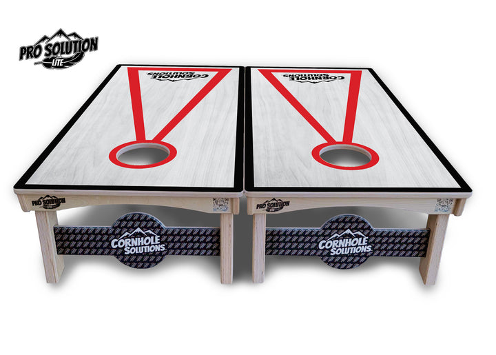 Red/Black Hole Ring Grey Wash Cornhole Boards - Pro Solution Lite Series
