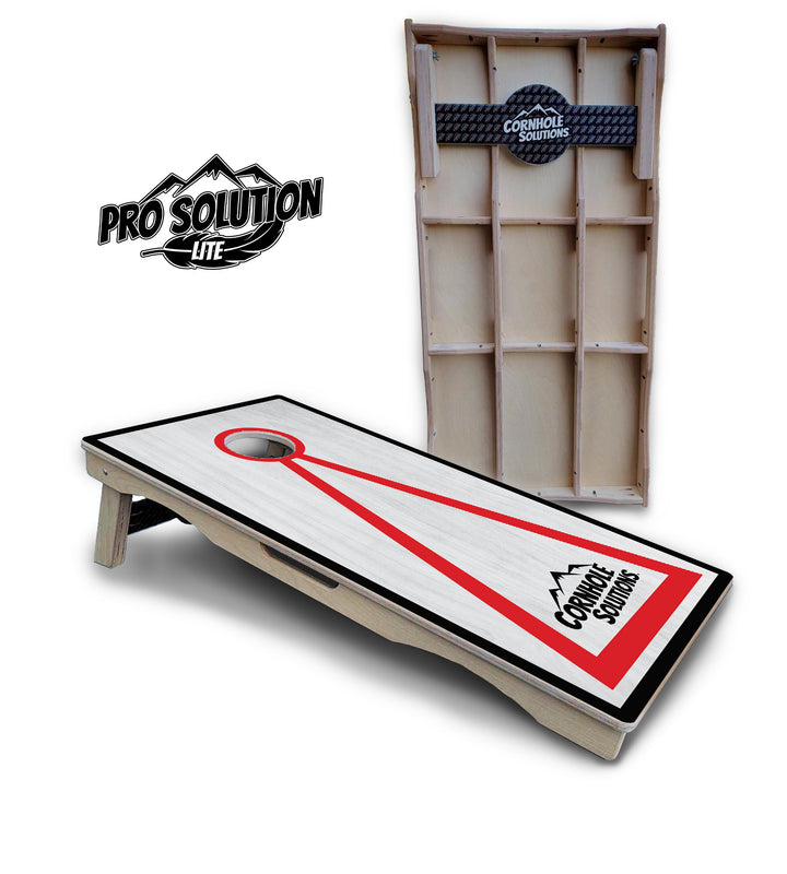 Red/Black Hole Ring Grey Wash Cornhole Boards - Pro Solution Lite Series