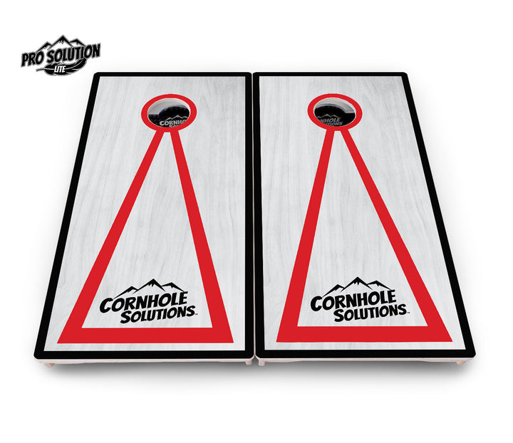 Red/Black Hole Ring Grey Wash Cornhole Boards - Pro Solution Lite Series