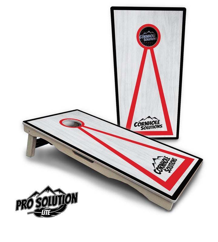 Red/Black Hole Ring Grey Wash Cornhole Boards - Pro Solution Lite Series