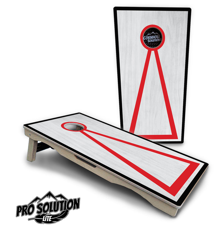 Red/Black Hole Ring Grey Wash Cornhole Boards - Pro Solution Lite Series