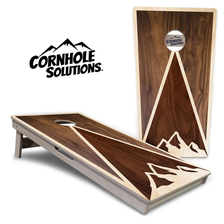 Stained Mountain Scene Cornhole Boards - Professional Tournament Series