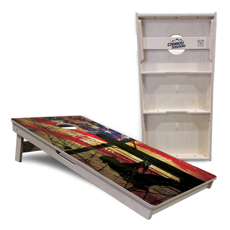 Tournament Boards - Lineman Faded Flag - Professional Tournament 2'x4' Regulation Cornhole Set - 3/4″ Baltic Birch + UV Direct Print + UV Clear Coat