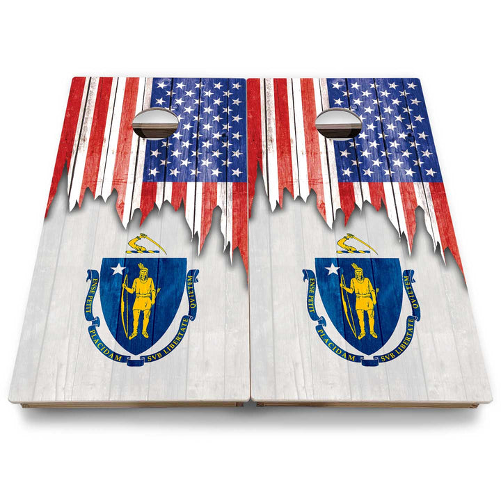 State Flags Massachusetts to New Jersey Cornhole Boards - Backyard Series
