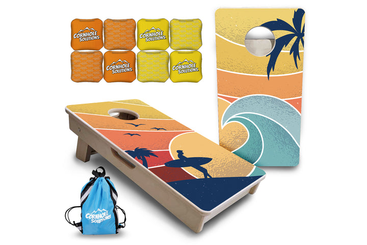 Retro Beach - Mini or Vacation Size Cornhole Boards