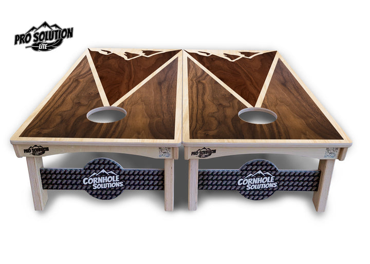 Stained Mountain Scene Cornhole Boards - Pro Solution Lite Series