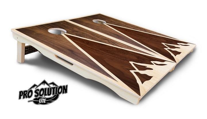 Stained Mountain Scene Cornhole Boards - Pro Solution Lite Series