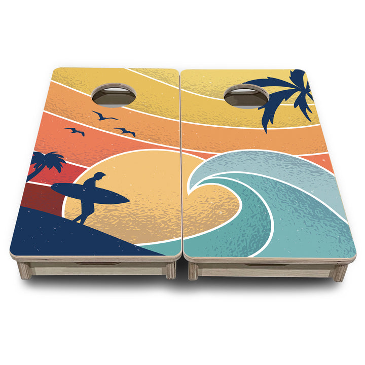 Retro Beach - Mini or Vacation Size Cornhole Boards