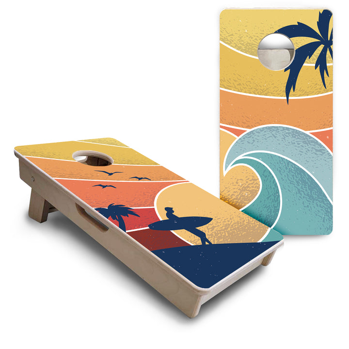 Retro Beach - Mini or Vacation Size Cornhole Boards