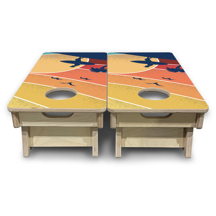 Retro Beach - Mini or Vacation Size Cornhole Boards