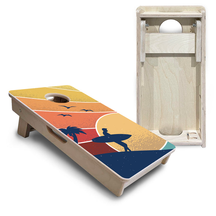 Retro Beach - Mini or Vacation Size Cornhole Boards