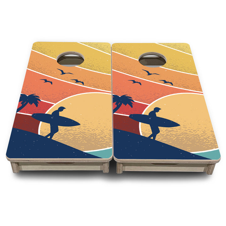 Retro Beach - Mini or Vacation Size Cornhole Boards