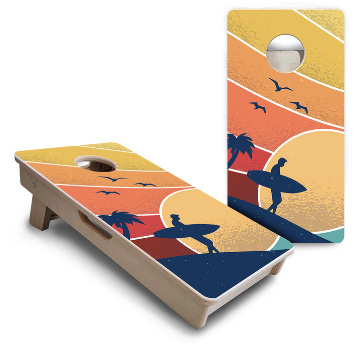 Retro Beach - Mini or Vacation Size Cornhole Boards