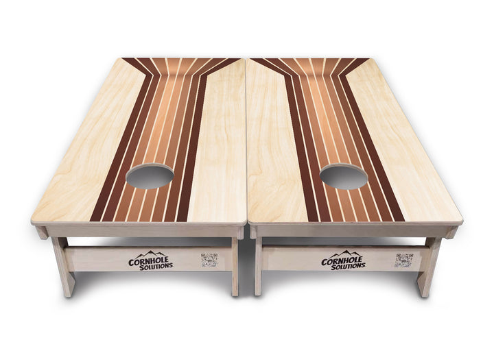 Retro Wood Lines Cornhole Boards - Professional Tournament Series