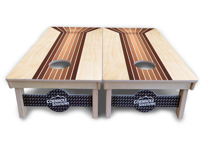 Retro Wood Lines Cornhole Boards - Professional Tournament Series