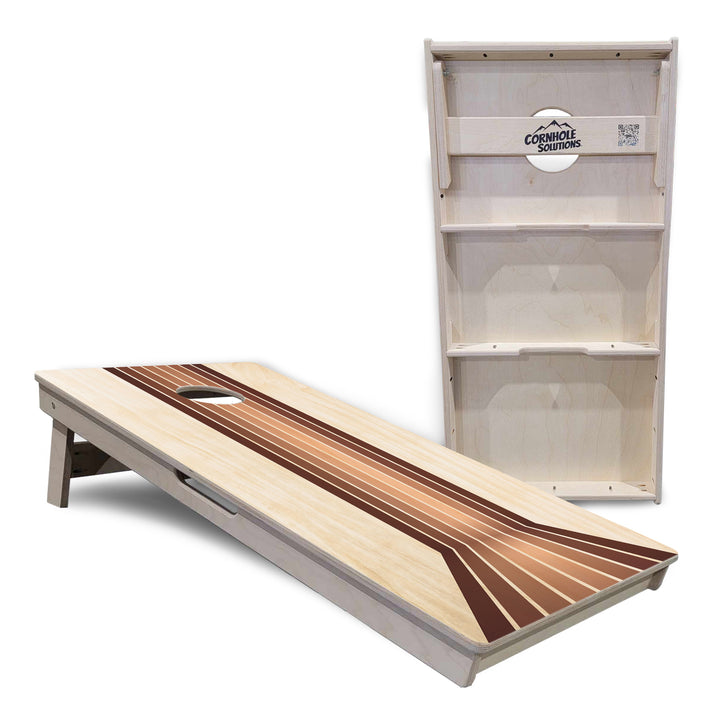 Retro Wood Lines Cornhole Boards - Professional Tournament Series