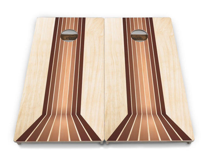 Retro Wood Lines Cornhole Boards - Professional Tournament Series