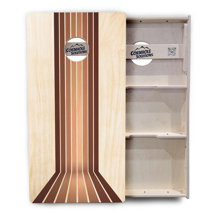 Retro Wood Lines Cornhole Boards - Professional Tournament Series