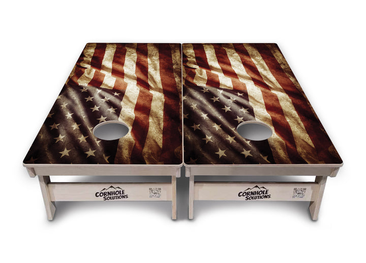 Rustic Wavy Flag Cornhole Boards - Professional Tournament Series
