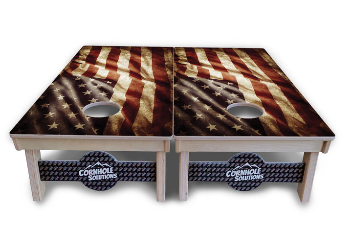 Rustic Wavy Flag Cornhole Boards - Professional Tournament Series
