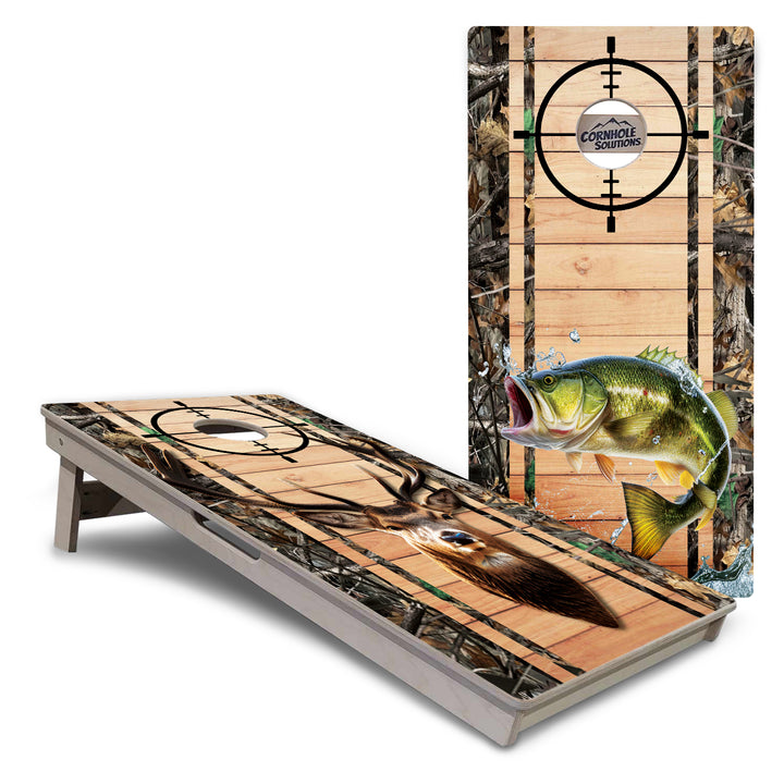 Scope Deer & Fish Plank Cornhole Boards - Professional Tournament Series