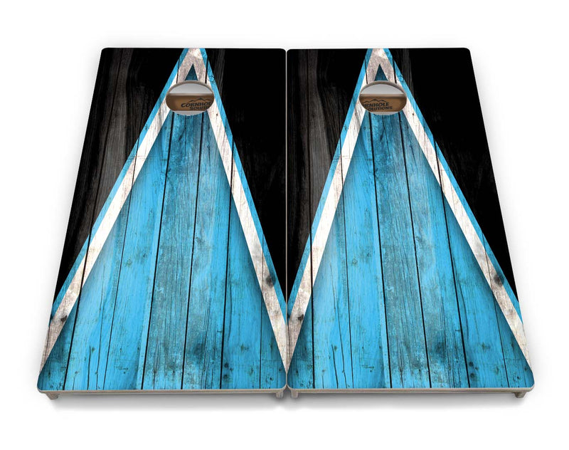 Tournament Boards - Sky Blue Triangle - Professional Tournament 2'x4' Regulation Cornhole Set - 3/4″ Baltic Birch + UV Direct Print + UV Clear Coat