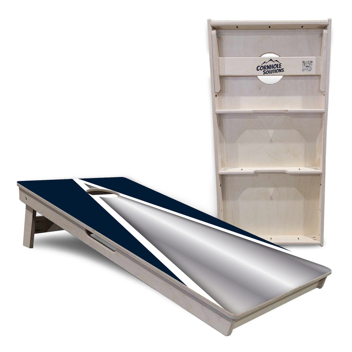 Silver/Blue Triangle Cornhole Boards - Professional Tournament Series
