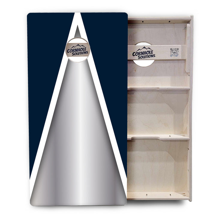 Silver/Blue Triangle Cornhole Boards - Professional Tournament Series