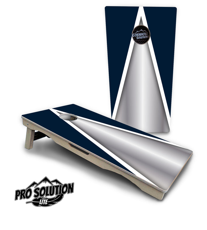 Silver/Blue Triangle Cornhole Boards - Pro Solution Lite Series